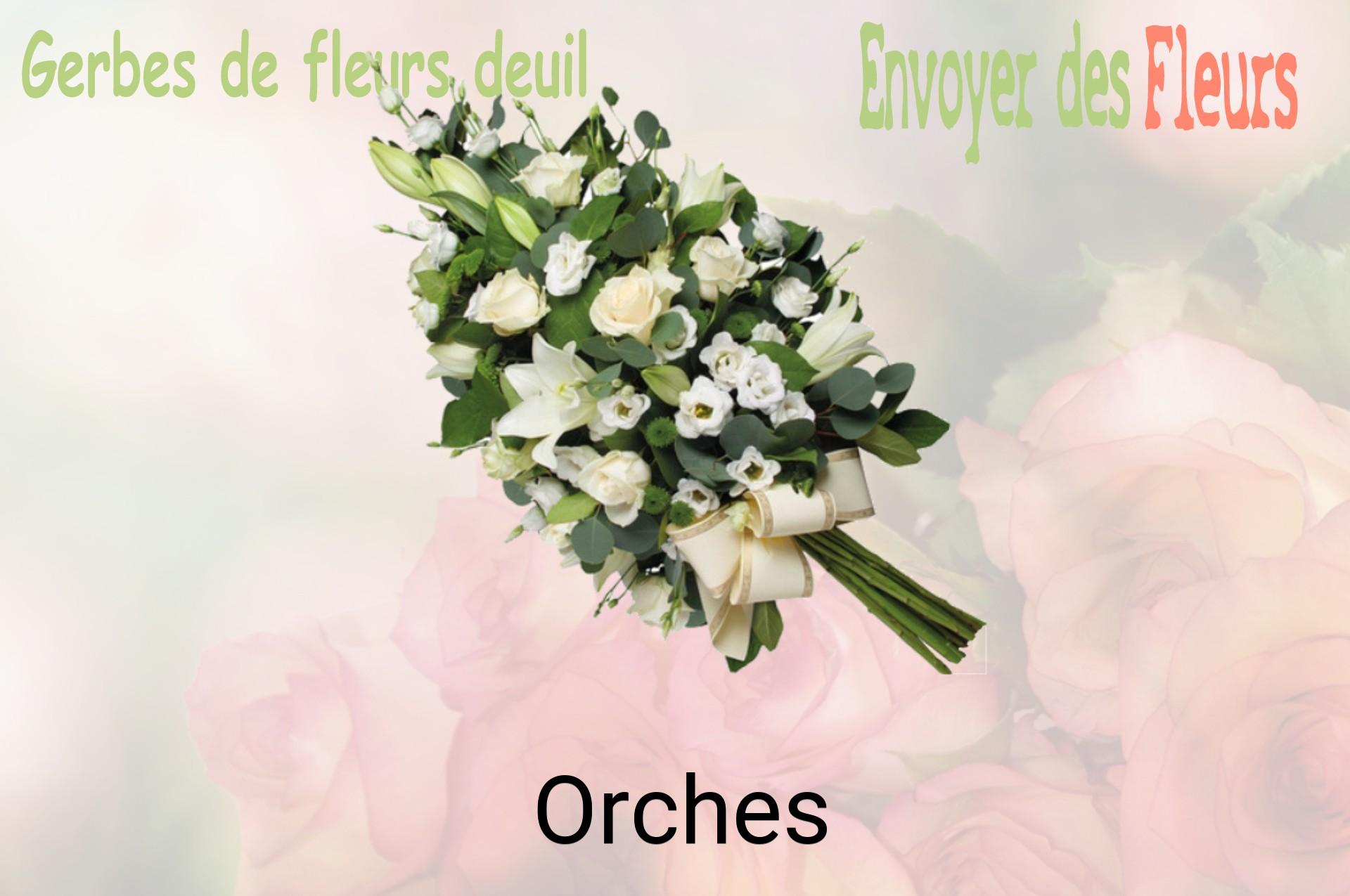 Gerbe de fleurs de deuil livrée à Orches